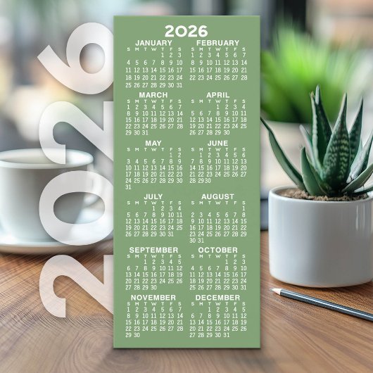 Kalender - Moderne Minimal Tall Sage Groene Kaart