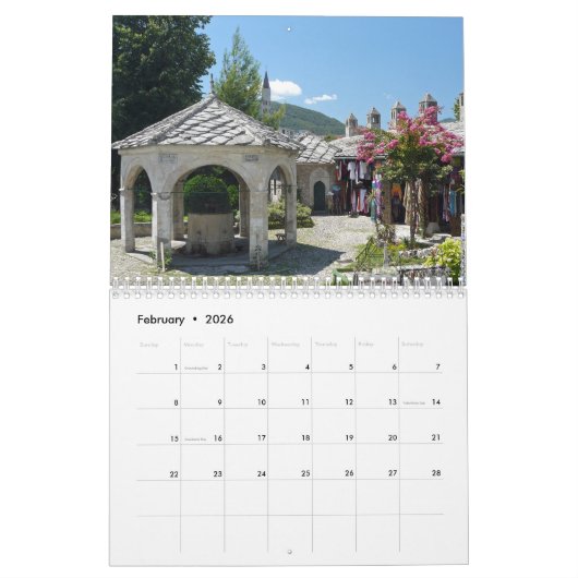 Kalender Mostar en Dubrovnik 2026 (Feb 2026)