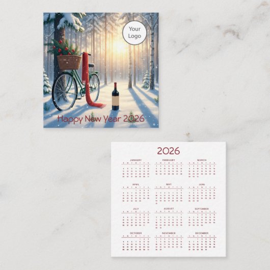 Kalender Nieuwjaar 2026 Vierkant Visitekaartje (Voorkant / Achterkant)