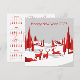 Kalender Nieuwjaar 2027 Vierkant Zakelijk Kaartje Kaart