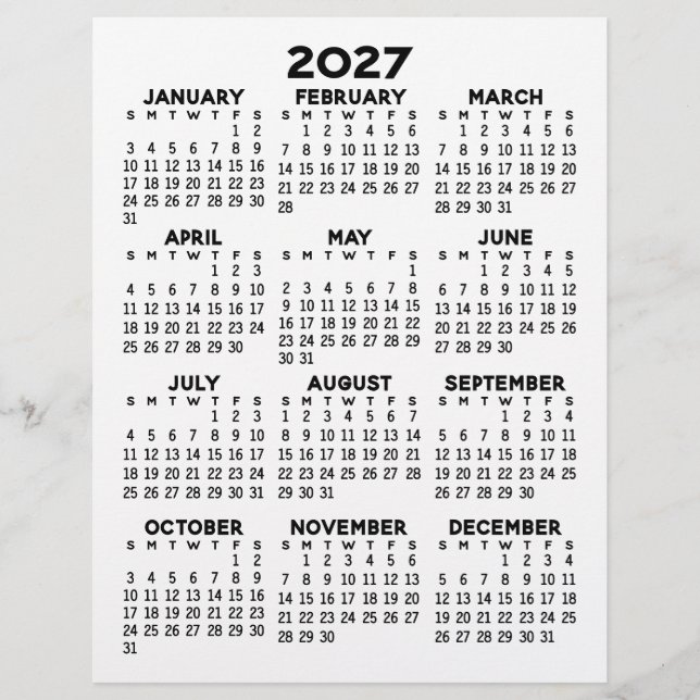 Kalender op briefhoofd van Letter-formaat (Voorkant)