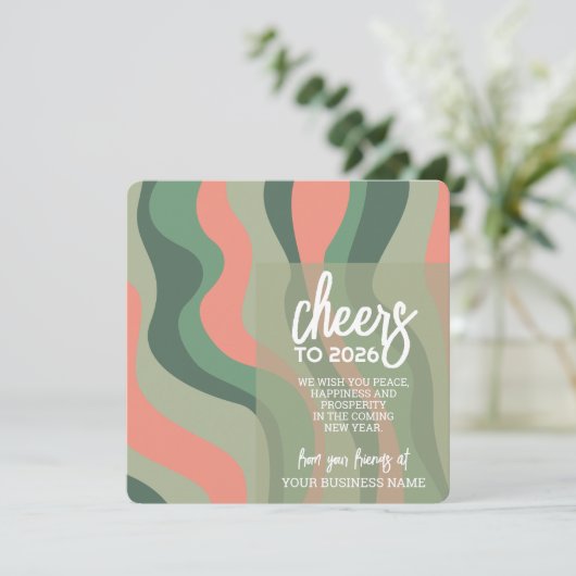 Kalender - Organische Curves Modern Business Logo Feestdagenkaart (Staand voorkant)