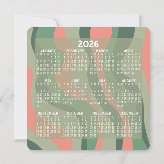 Kalender - Organische Curves Modern Business Logo Feestdagenkaart (Achterkant)