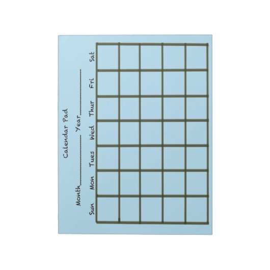 Kalender Pad Light Blauw Notitieblok (Linkerzijde)