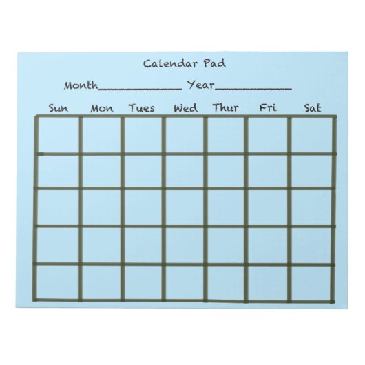 Kalender Pad Light Blauw Notitieblok (Voorkant)