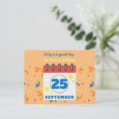 Kalender Pagina September 25th Verjaardag Viering Briefkaart (Staand voorkant)