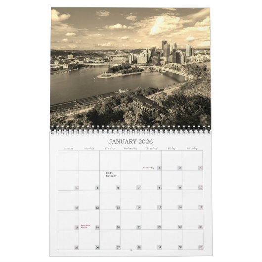 Kalender Pittsburgh Foto's sepia-Personaliseer het (Jan 2026)