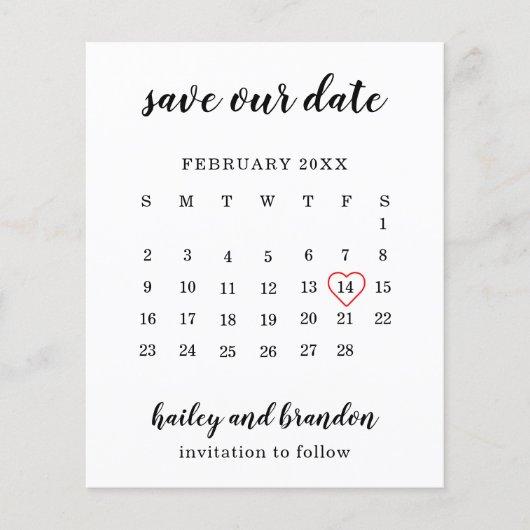 Kalender Rode Hart Budget Trouwdatum Bewaren (Voorkant)