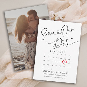 Kalender Rode Hart Datum Moderne Calligrafie Trouw Save The Date