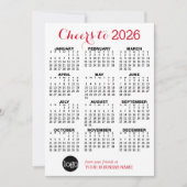 Kalender Rood Wit Zakelijk Logo Feestdagenkaart (Voorkant)