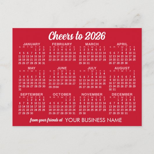 Kalender Rood Wit Zakelijk MCM patroon Aankondigingskaart (Voorkant)