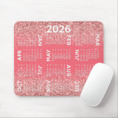 Kalender - roze glitterprint muismat (Met muis)