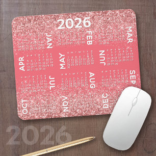 Kalender - roze glitterprint muismat