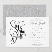 Kalender 'Save the Date' 25-jarig jubileum Liefdes Kaart (Voorkant / Achterkant)