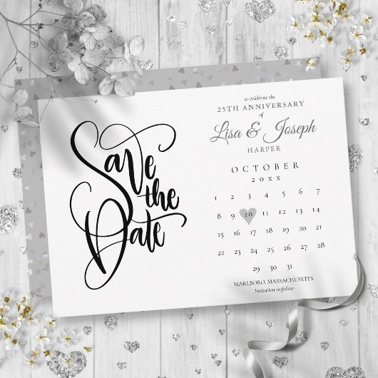 Kalender 'Save the Date' 25-jarig jubileum Liefdes Save The Date