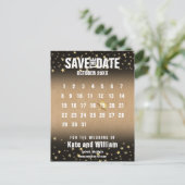 Kalender Save the Date Elegante Gouden Sterren Briefkaart (Staand voorkant)