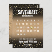 Kalender Save the Date Elegante Gouden Sterren Briefkaart (Voorkant / Achterkant)