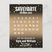 Kalender Save the Date Elegante Gouden Sterren Briefkaart (Voorkant)