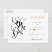 Kalender Save the Date Goud Hart Liefde Briefkaart (Voorkant / Achterkant)