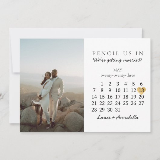 Kalender Save the Date Gouden Hart Mei 2023 Maand Kaart (Voorkant)