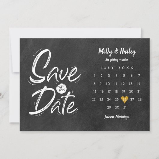Kalender 'Save the Date' Gouden Hart Schoolbord Save The Date (Voorkant)