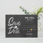 Kalender 'Save the Date' Gouden Hart Schoolbord Save The Date (Staand voorkant)