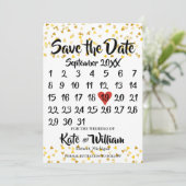 Kalender Save the Date Gouden Liefdesharten Confet (Staand voorkant)
