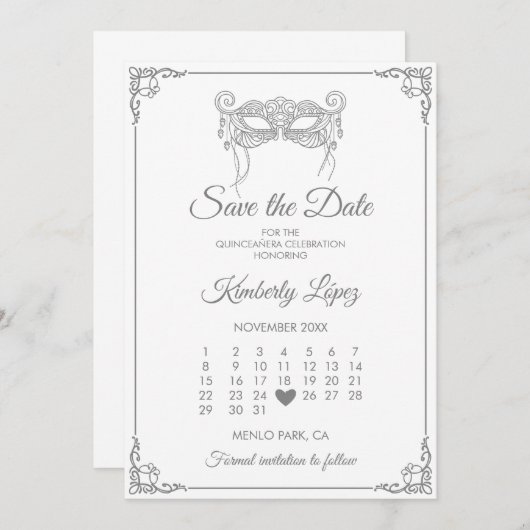 Kalender Save the Date Kaart (Voorkant / Achterkant)