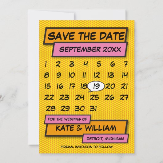 Kalender Save the Date Leuk Retro Stripboek (Voorkant)