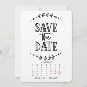 Kalender 'Save The Date' met rustieke getekende kr (Voorkant)
