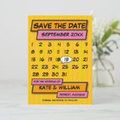 Kalender Save the Date Pret Retro Stripboek (Staand voorkant)