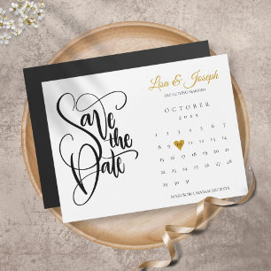 Kalender Script Gouden Hart Trouw Save the Date