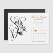 Kalender Script Gouden Hart Trouw Save the Date (Voorkant / Achterkant)