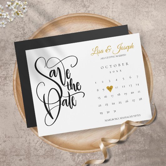 Kalender Script Gouden Hart Trouwdag Save the Date