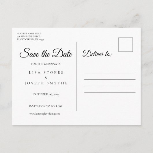 Kalender Scriptie Gouden Hart Bewaar de Datum Post Briefkaart (Achterkant)