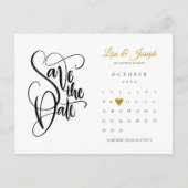 Kalender Sla de Datum Op Goud Hart Liefde Briefkaart (Voorkant)
