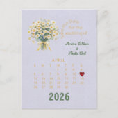Kalender Stijl Trouwen Sla de Datum April Aankondigingskaart (Voorkant)