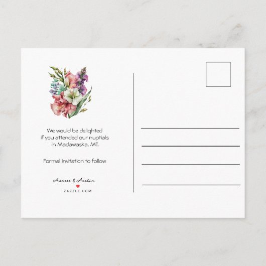 Kalender Stijl Trouwen Sla de Datum Augustus Aankondigingskaart (Achterkant)