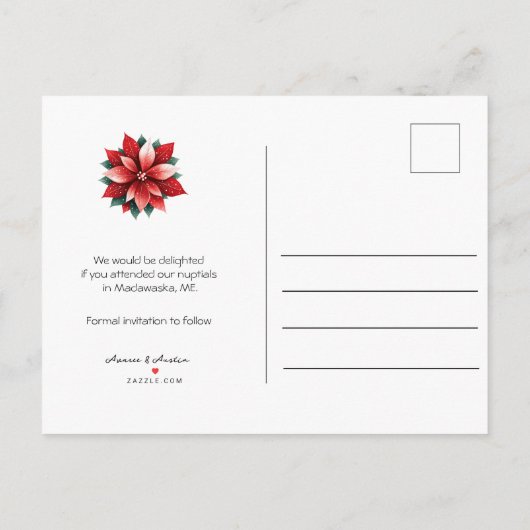 Kalender Stijl Trouwen Sla de Datum December Aankondigingskaart (Achterkant)