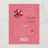 Kalender Stijl Trouwen Sla de Datum December Aankondigingskaart (Voorkant)
