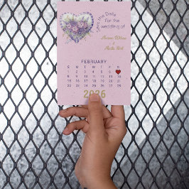 Kalender Stijl Trouwen Sla de Datum Februari Aankondigingskaart