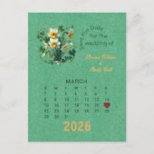 Kalender Stijl Trouwen Sla de Datum Maart Aankondigingskaart (Voorkant)