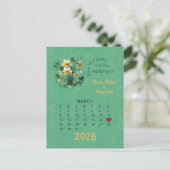 Kalender Stijl Trouwen Sla de Datum Maart Aankondigingskaart (Staand voorkant)