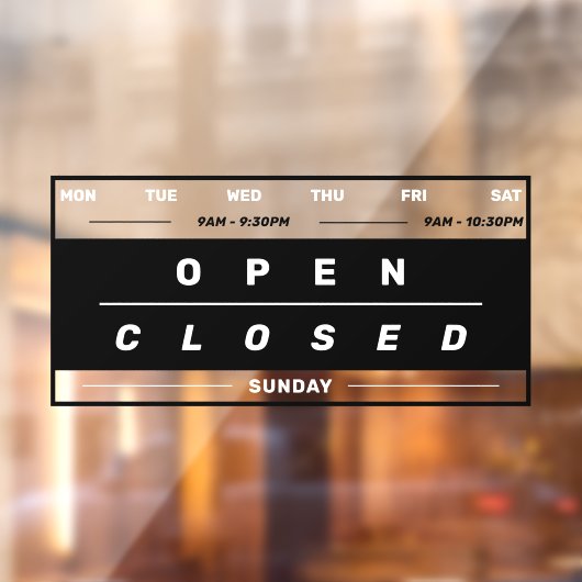 Kalender Stijl Zakelijke Openingstijden Zwart Raamsticker (Vel 2)