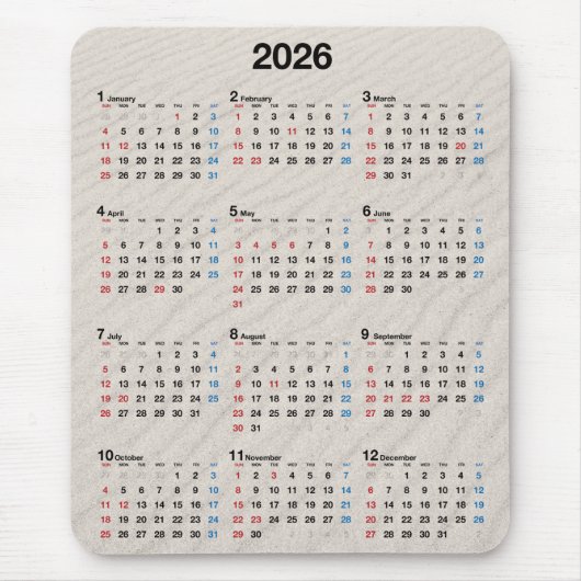 Kalender Strandzand 2025 Muismat (Voorkant)