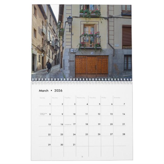 Kalender Toledo, Spanje 2026 (Mar 2026)
