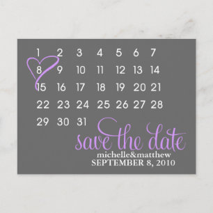 Kalender Trouwaankondiging Briefkaarten {paarse}