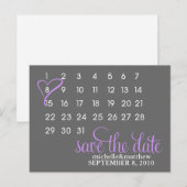 Kalender Trouwaankondiging Briefkaarten {paarse} (Voorkant / Achterkant)