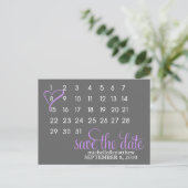 Kalender Trouwaankondiging Briefkaarten {paarse} (Staand voorkant)