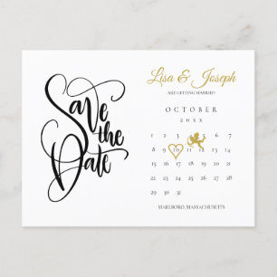 Kalender-upid Gold Love Heart Opslaan datum Briefkaart